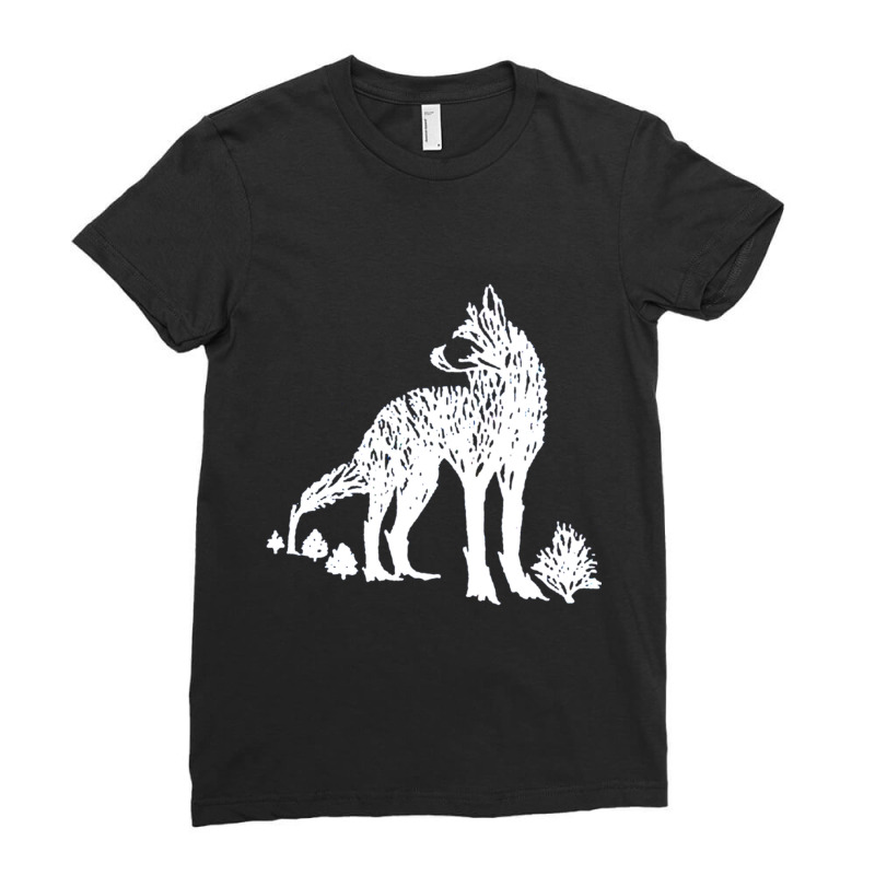 Floral Wolf Ladies Fitted T-Shirt by cm-arts | Artistshot