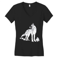 Floral Wolf Women's V-neck T-shirt | Artistshot