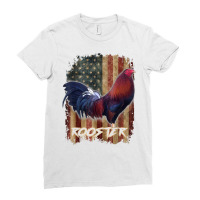 Rooster Shirt Cock Fight Us Flag T Shirt Ladies Fitted T-shirt | Artistshot