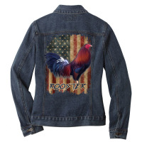 Rooster Shirt Cock Fight Us Flag T Shirt Ladies Denim Jacket | Artistshot