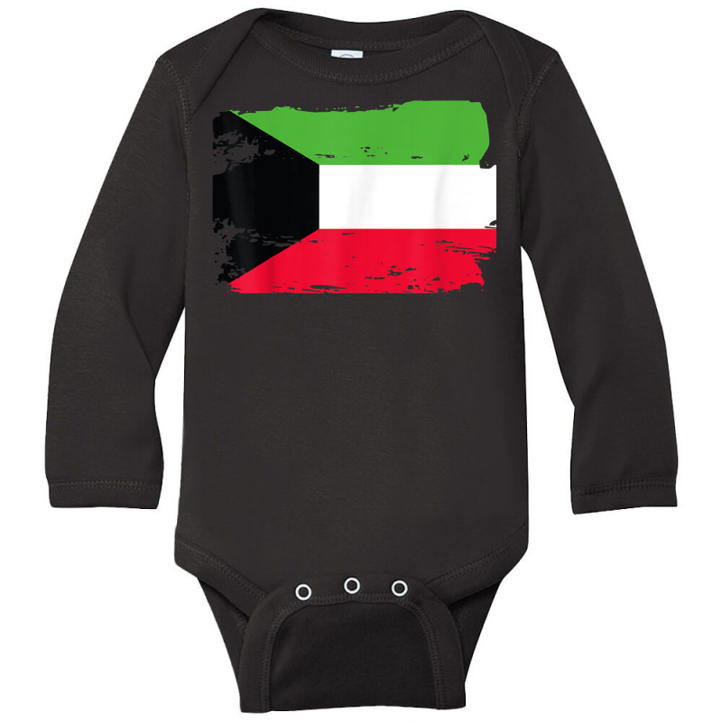 Official Kuwait Flag Kuwaiti Country Pride Vintage T Shirt Long Sleeve Baby Bodysuit by cm-arts | Artistshot