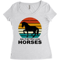 Horse Just A Girl Who Loves Horses Horseman Cattle Women's Triblend Scoop T-shirt | Artistshot