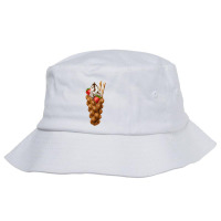 Bubble Waffle Ice Cream  Egg Bubble Waffle Vanilla Ice Cream 3 Bucket Hat | Artistshot