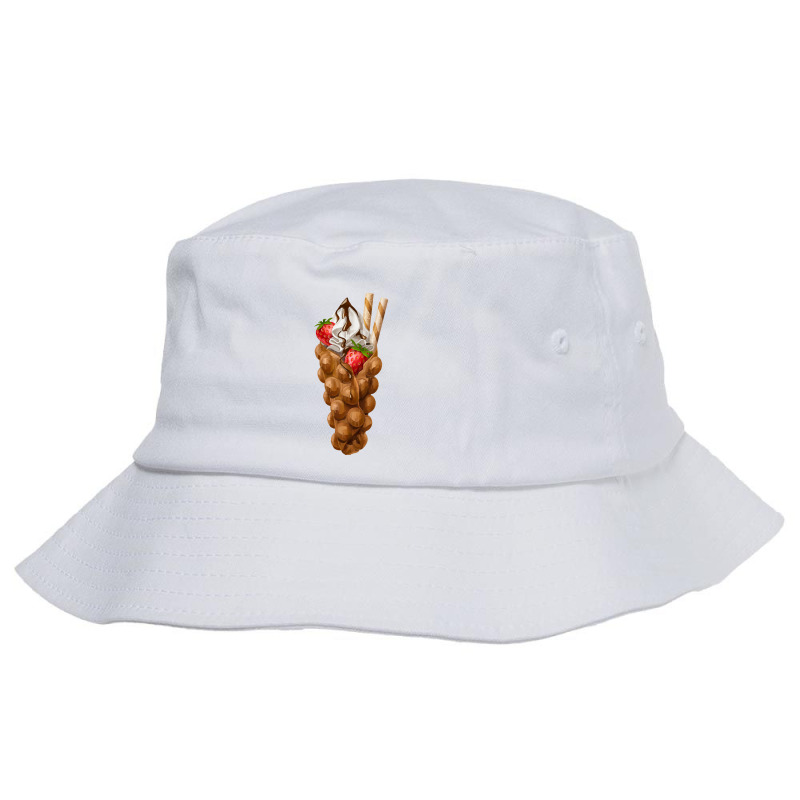 Bubble Waffle Ice Cream  Egg Bubble Waffle Vanilla Ice Cream 3 Bucket Hat by cemarrarubi | Artistshot