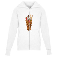 Bubble Waffle Ice Cream  Egg Bubble Waffle Vanilla Ice Cream 3 Youth Zipper Hoodie | Artistshot