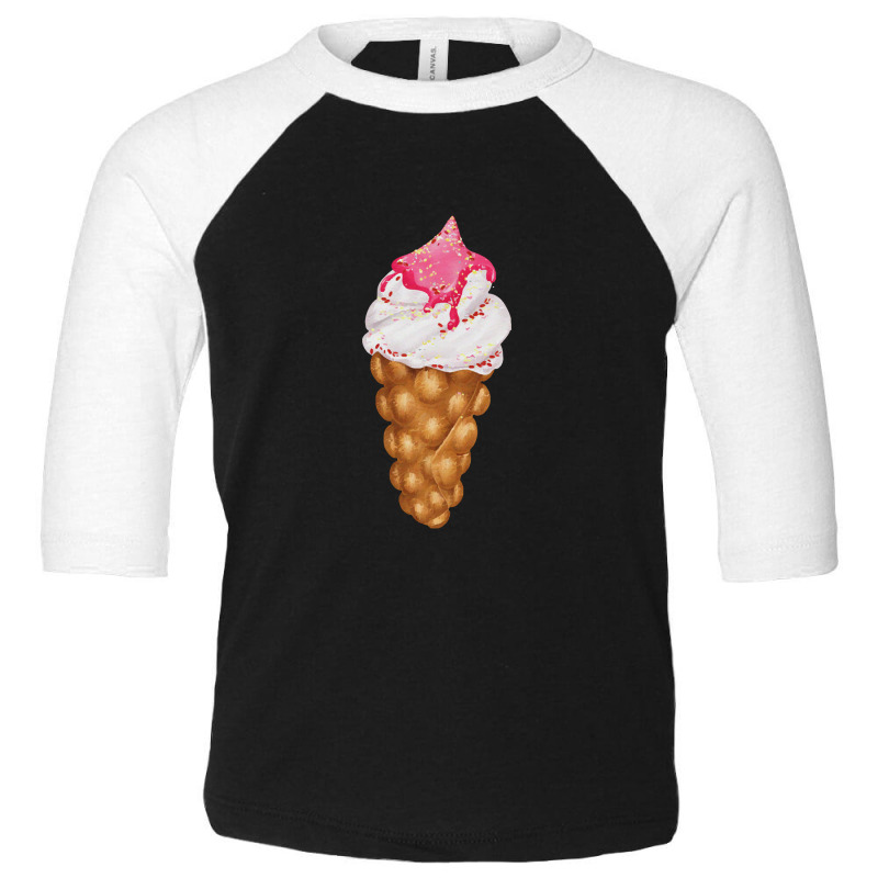 Bubble Waffle Ice Cream  Egg Bubble Waffle Vanilla Ice Cream 4 Toddler 3/4 Sleeve Tee by cemarrarubi | Artistshot