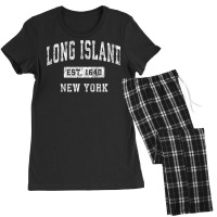 Long Island New York Ny Vintage Established Sports Design Sweatshirt Women's Pajamas Set | Artistshot