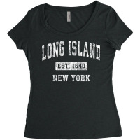 Long Island New York Ny Vintage Established Sports Design Sweatshirt Women's Triblend Scoop T-shirt | Artistshot