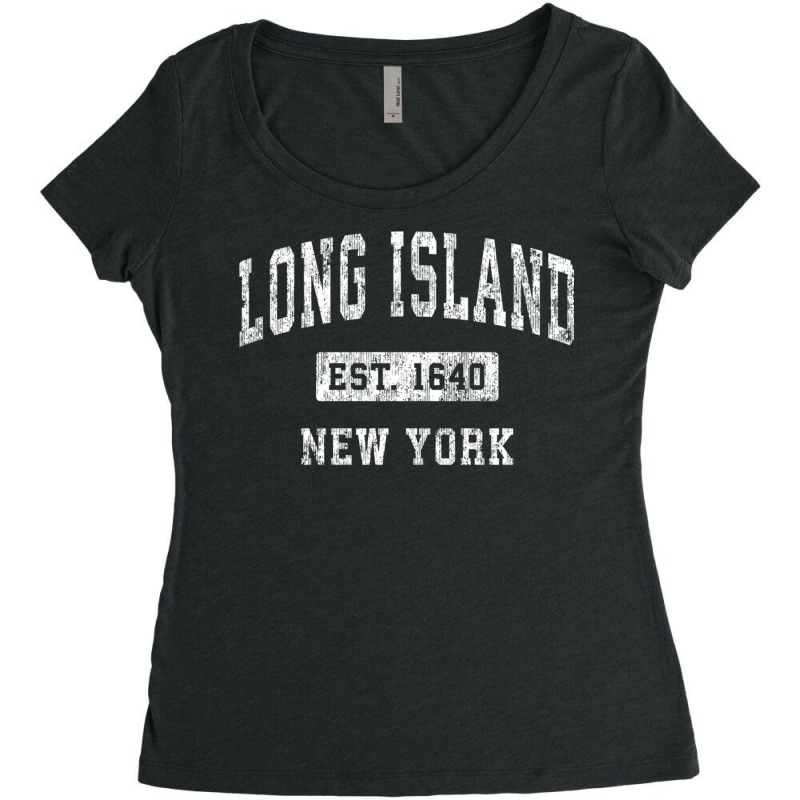 Long Island New York Ny Vintage Established Sports Design Sweatshirt Women's Triblend Scoop T-shirt by cm-arts | Artistshot