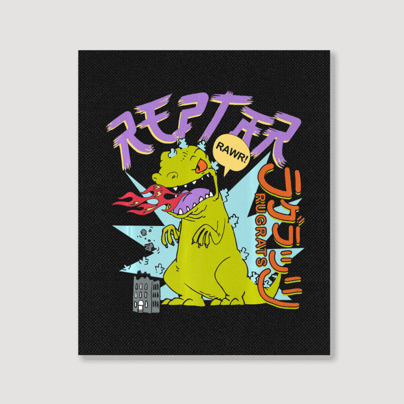 Rugrats Reptar Kanji Fire Sketch Portrait Canvas Print | Artistshot