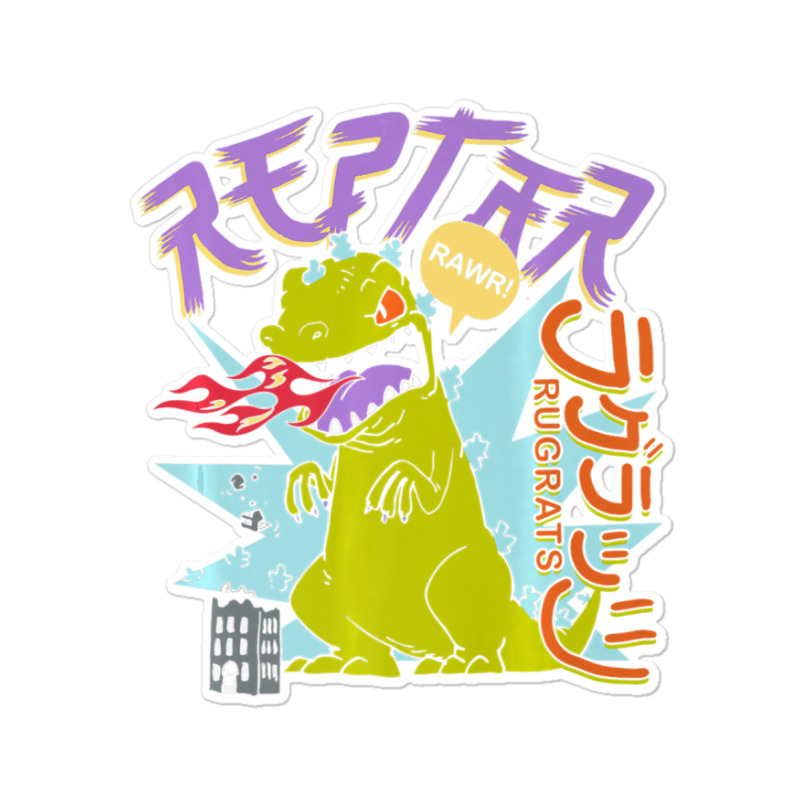 Rugrats Reptar Kanji Fire Sketch Sticker | Artistshot