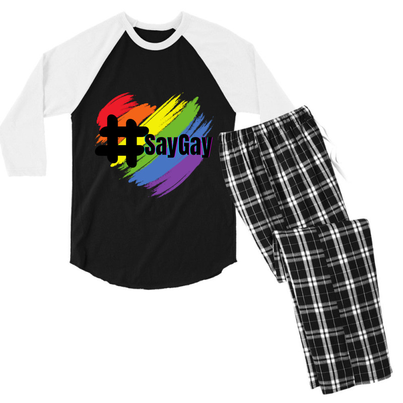 Say Gay Hashtag Lgbt Pride Florida Is Gay Men's 3/4 Sleeve Pajama Set | Artistshot