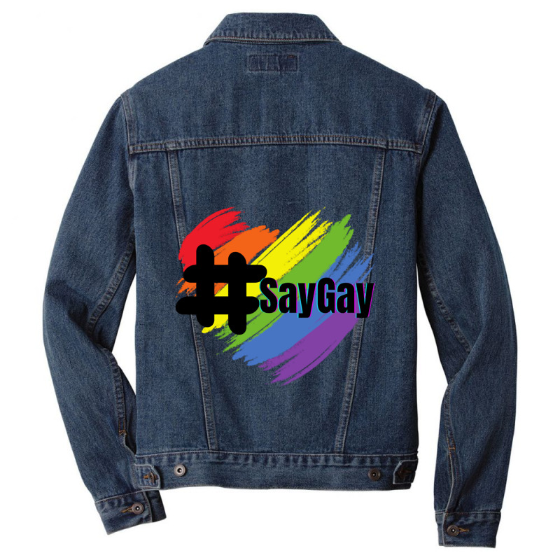 Say Gay Hashtag Lgbt Pride Florida Is Gay Men Denim Jacket | Artistshot