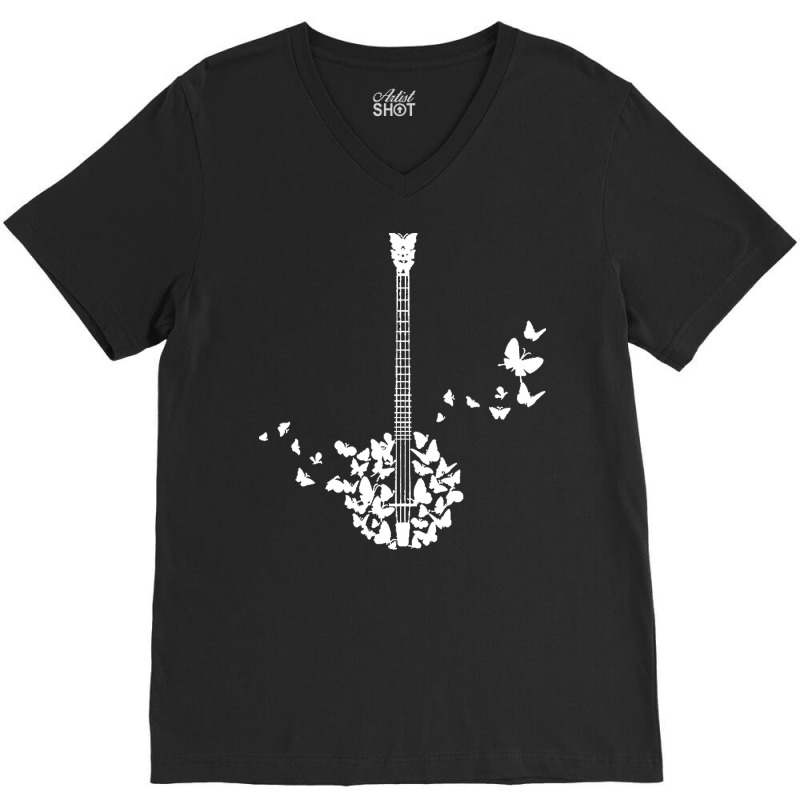 Banjo Instrument T  Shirt A Banjo Instrument With Beautiful Butterflie V-Neck Tee by pfahey | Artistshot