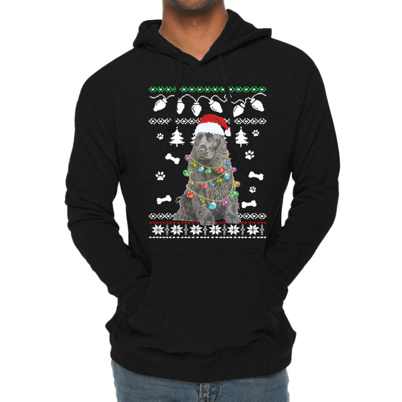 American Water Spaniel Dog Santa Hat Ugly Christmas Sweater Happy Holi Lightweight Hoodie | Artistshot