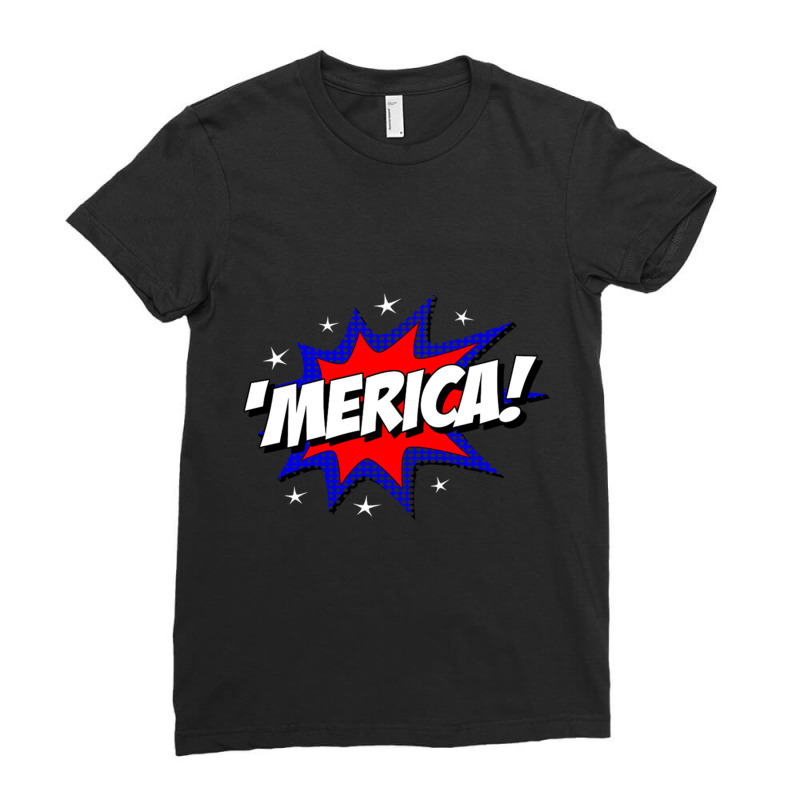 Merica America Ladies Fitted T-Shirt by cm-arts | Artistshot