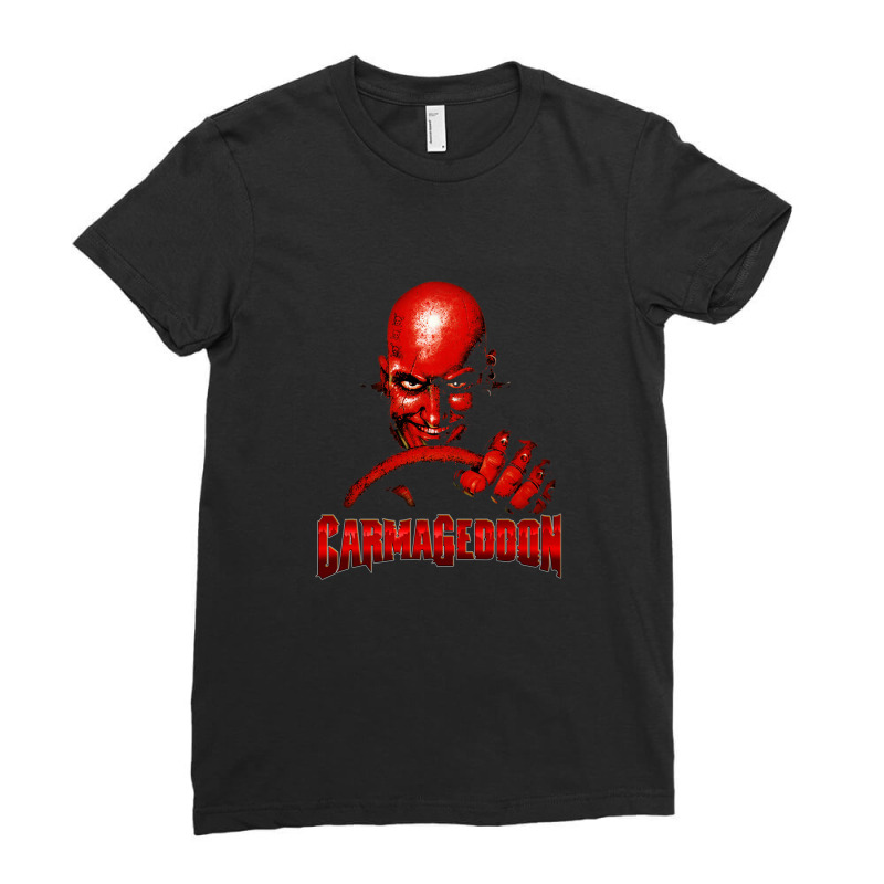 Carmageddon Retro Race Game Fan Print With Text Ladies Fitted T-Shirt by RodneyAbernathy | Artistshot