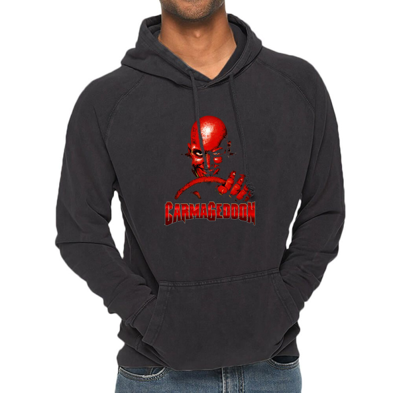 Carmageddon Retro Race Game Fan Print With Text Vintage Hoodie by RodneyAbernathy | Artistshot