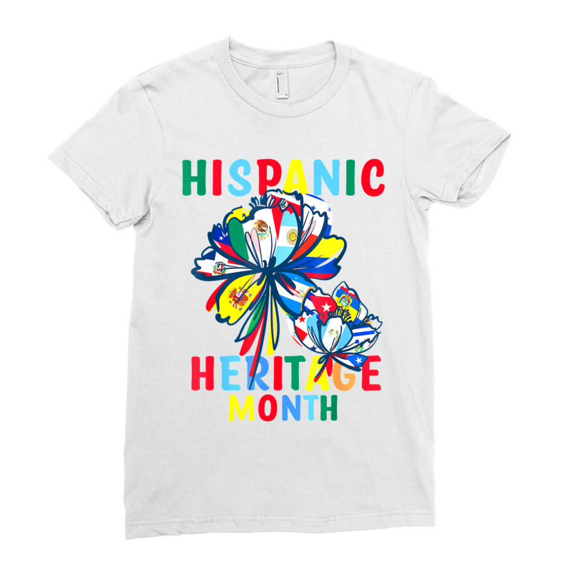 Hispanic Heritage Month Latino Countries Flags Sunflower (2) Ladies Fitted T-Shirt by JENNYKISS | Artistshot