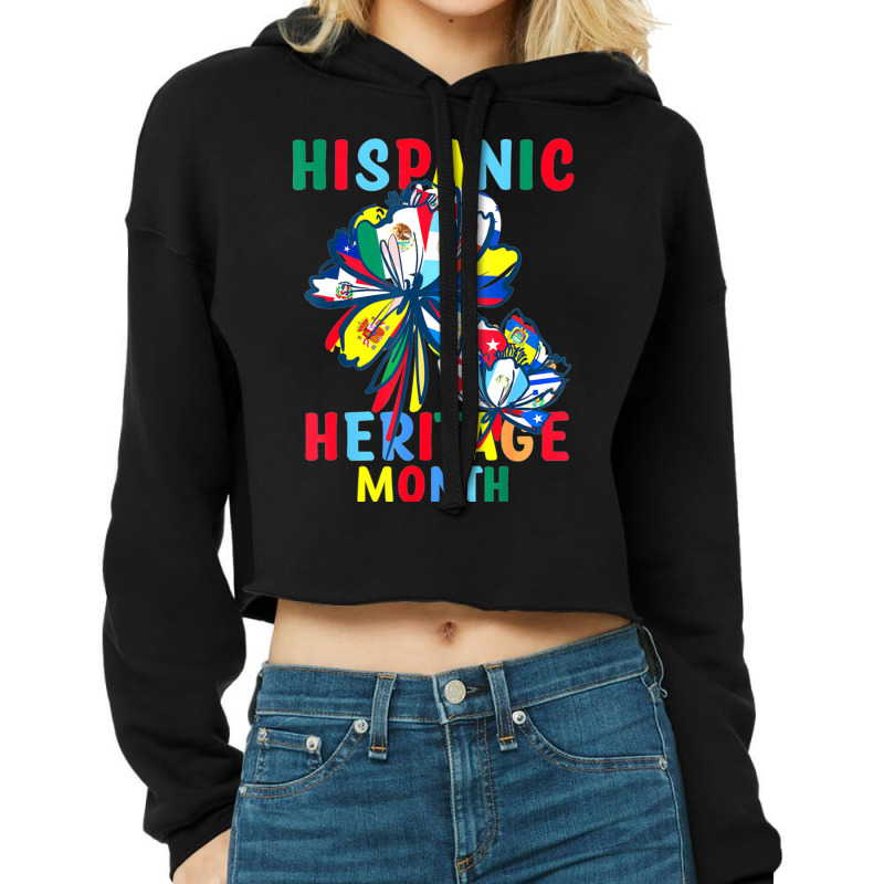 Hispanic Heritage Month Latino Countries Flags Sunflower (2) Cropped Hoodie by JENNYKISS | Artistshot