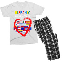 Hispanic Heritage Month Latino Countries Heart Flags Men's T-shirt Pajama Set | Artistshot