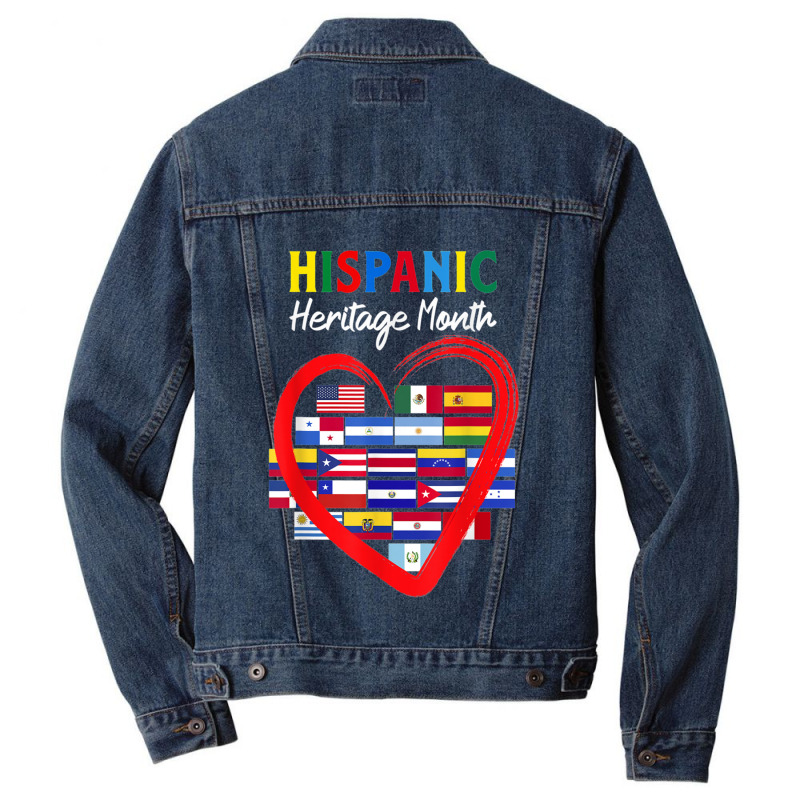 Hispanic Heritage Month Latino Countries Heart Flags Men Denim Jacket by JENNYKISS | Artistshot