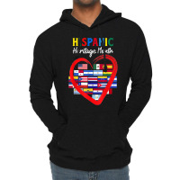 Hispanic Heritage Month Latino Countries Heart Flags Lightweight Hoodie | Artistshot