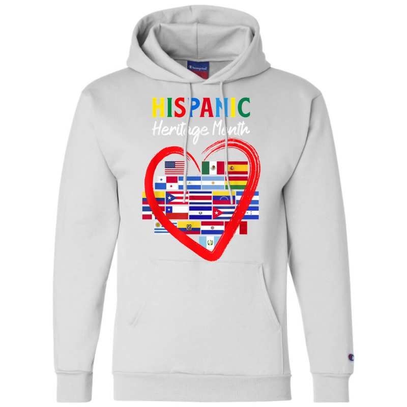 Hispanic Heritage Month Latino Countries Heart Flags Champion Hoodie by JENNYKISS | Artistshot