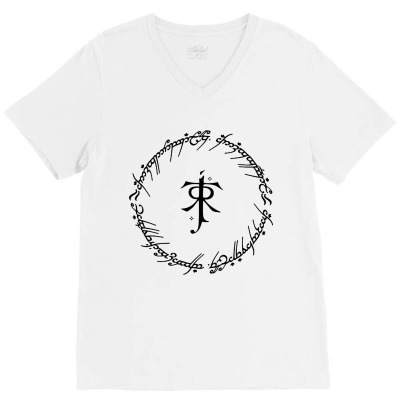 Ring Inscriptions Tolkien V-neck Tee Designed By Shusui