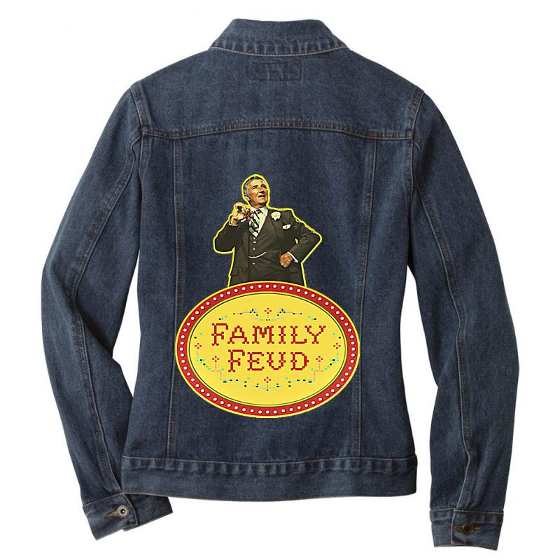 Family Feud Richard Dawson Ladies Denim Jacket by cm-arts | Artistshot