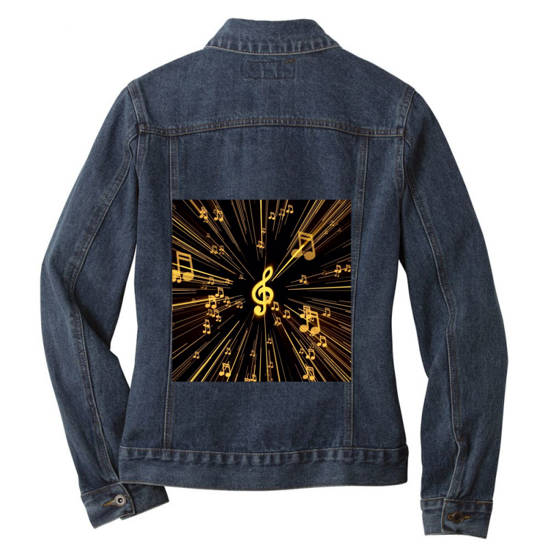 Musical Notes Ladies Denim Jacket by JAMESDSHARP | Artistshot