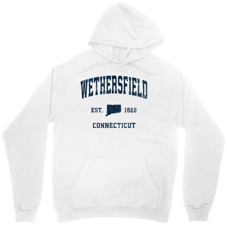 Wethersfield Connecticut Ct Vintage Athletic Navy Sports Des T Shirt Unisex Hoodie by phillidarsz | Artistshot