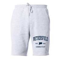 Wethersfield Connecticut Ct Vintage Athletic Navy Sports Des T Shirt Fleece Short | Artistshot