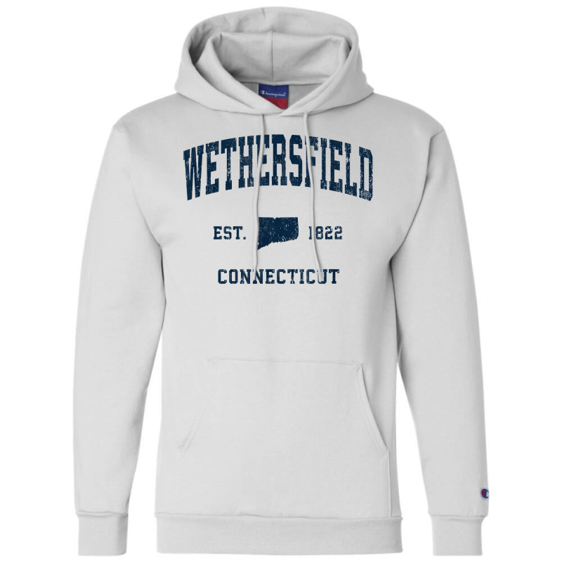 Wethersfield Connecticut Ct Vintage Athletic Navy Sports Des T Shirt Champion Hoodie by phillidarsz | Artistshot