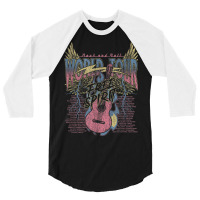 Rock & Roll Free Spirit World Tour Guitar Fire Wings Thunder 3/4 Sleeve Shirt | Artistshot