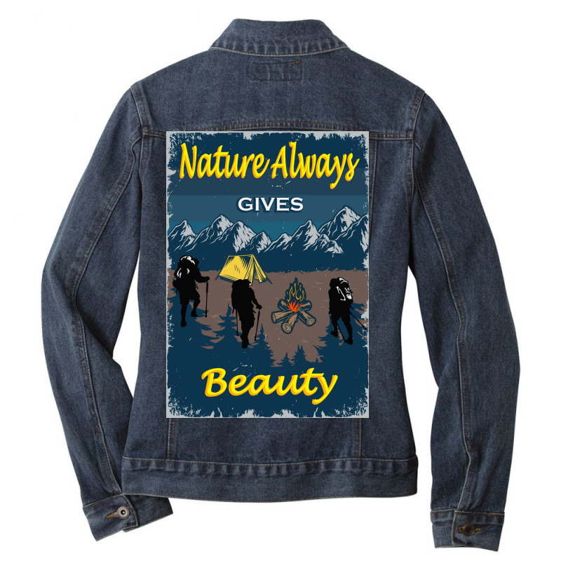 Nature Beauty Adventure Hiking Gift Funny Ladies Denim Jacket by rizalafgan | Artistshot