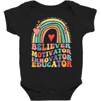 Believer Motivator Innovator Educator Retro Teacher T Shirt Baby Bodysuit | Artistshot