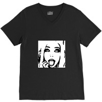 Belle Delphine Black & White V-neck Tee | Artistshot