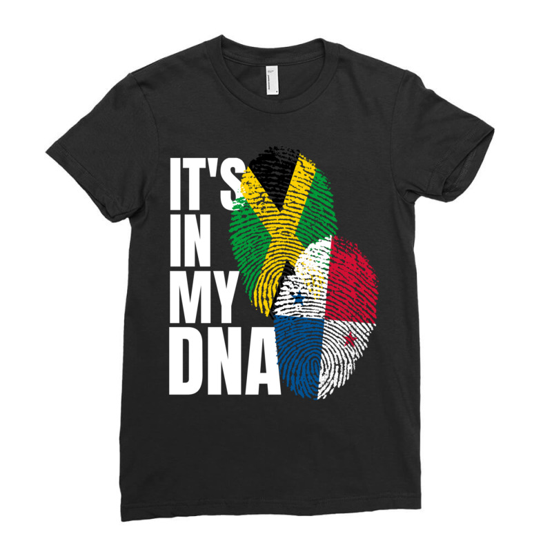 Panamanian And Jamaican Mix Dna Flag Heritage Pullover Hoodie Ladies Fitted T-Shirt by cm-arts | Artistshot