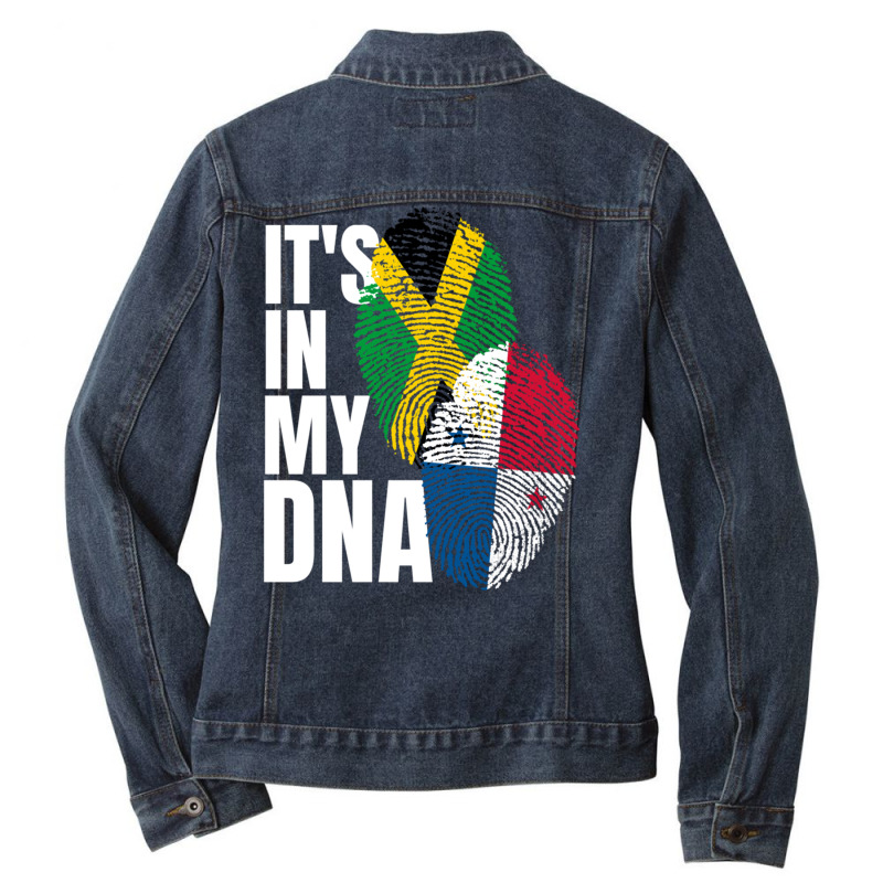 Panamanian And Jamaican Mix Dna Flag Heritage Pullover Hoodie Ladies Denim Jacket by cm-arts | Artistshot