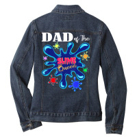 Slime Father Matching Birthday Party Dad Of The Slime Queen Ladies Denim Jacket | Artistshot