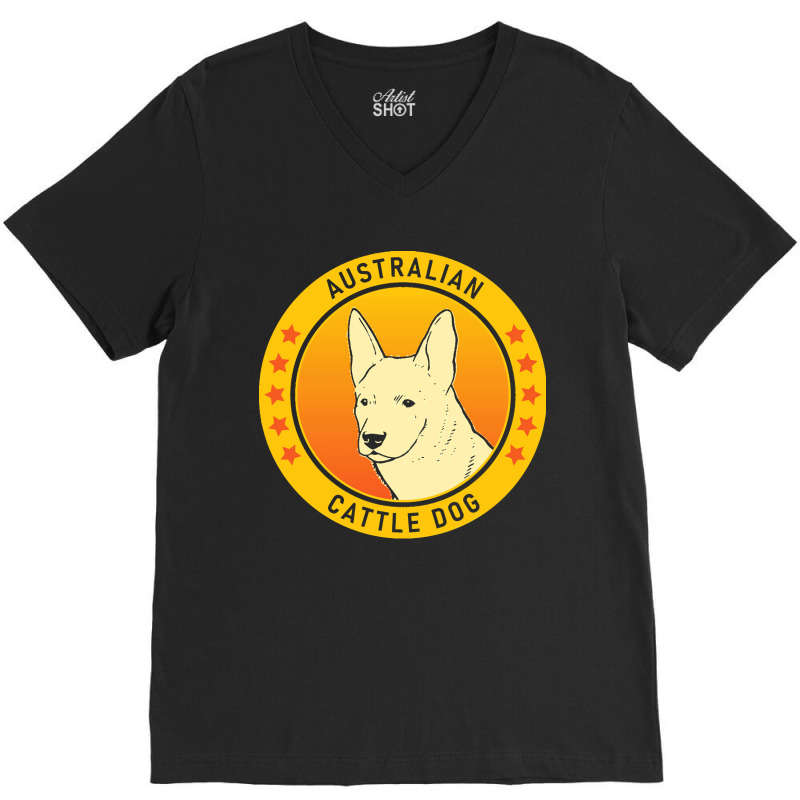 Australian Cattle Dog Australian Cattle Dog Portrait V-Neck Tee by relativemedulla | Artistshot