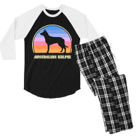 Australian Kelpie Australian Kelpie Vintage Sunset Dog Men's 3/4 Sleeve Pajama Set | Artistshot