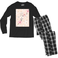 Seamless Pattern Pink Wild Flowers Isolated Pastel Men's Long Sleeve Pajama Set | Artistshot