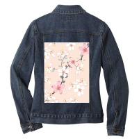 Seamless Pattern Pink Wild Flowers Isolated Pastel Ladies Denim Jacket | Artistshot