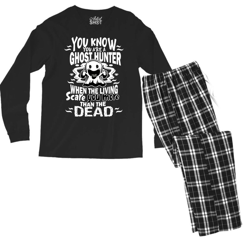 Ghost Hunter Halloween Costume Funny Men's Long Sleeve Pajama Set | Artistshot