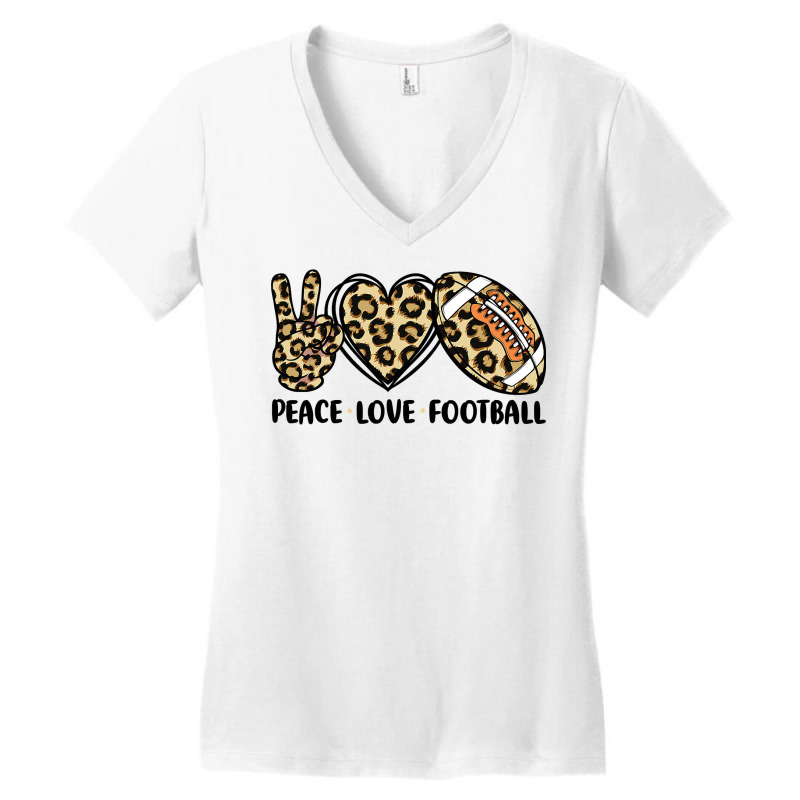 Football Leopard Peace Love Football Womenn Girls Toddler 78 Football  Women's V-Neck T-Shirt by coolquirrell | Artistshot