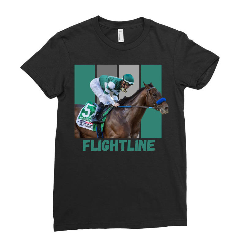 Flightline Horse Racing Thoroughbred Del Mar Santa Anita Sweatshirt Ladies Fitted T-Shirt by cm-arts | Artistshot