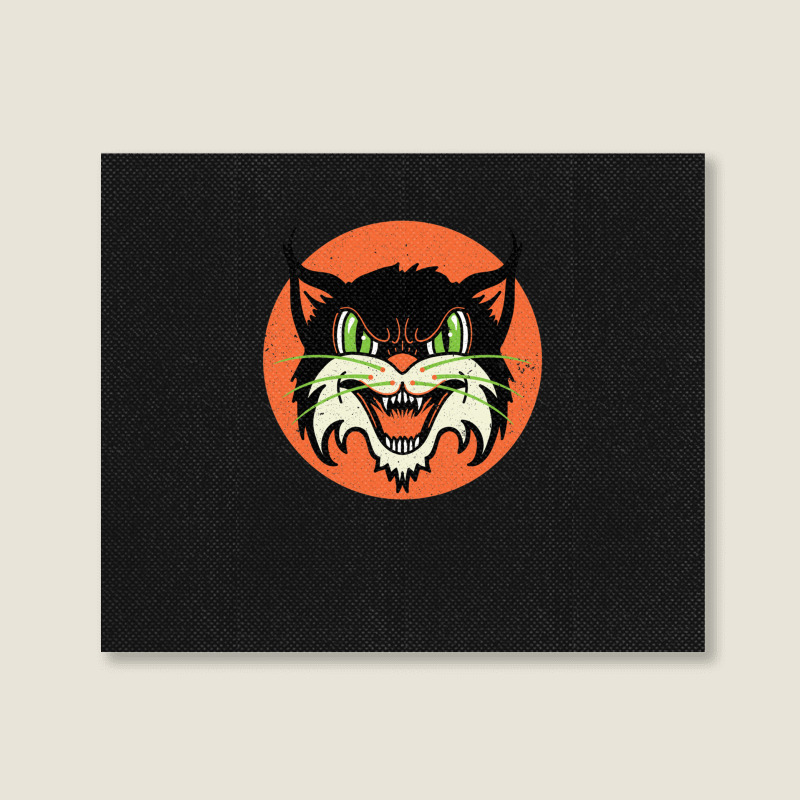 Wild Cat Rockabilly Retro Gift Landscape Canvas Print | Artistshot