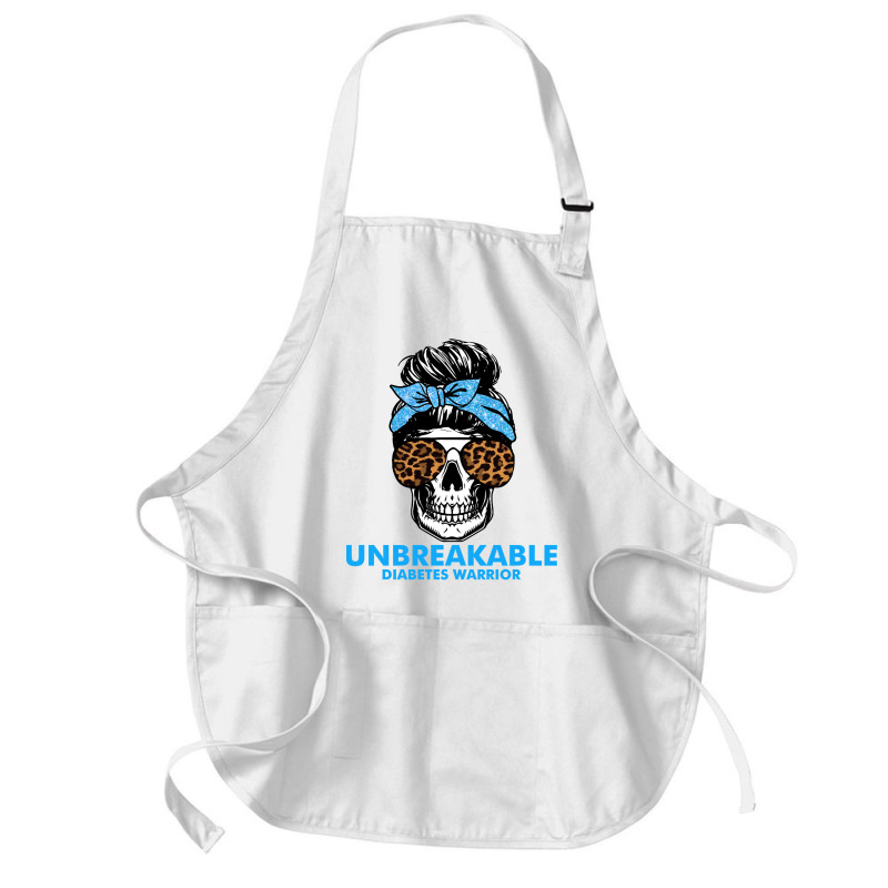 Diabetes Unbreakable Diabetes Warrior Skull Halloweenfor Woman 332 Awa Medium-length Apron | Artistshot